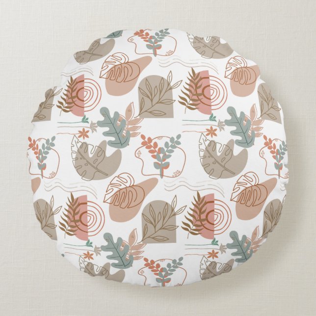 BOHO Aesthetic Pattern A11 Round Pillow (Front)