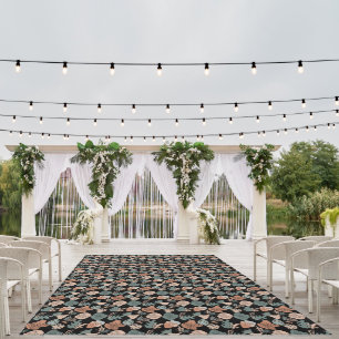 BOHO Aesthetic Pattern A12x4. Black BG Outdoor Rug
