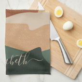 Boho Aesthetic Sunset Modern Art Personalized Kitchen Towel (Quarter Fold)