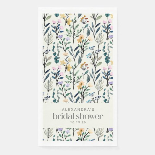 Boho Aesthetic Watercolor Wildflower Shower  Paper Guest Towels