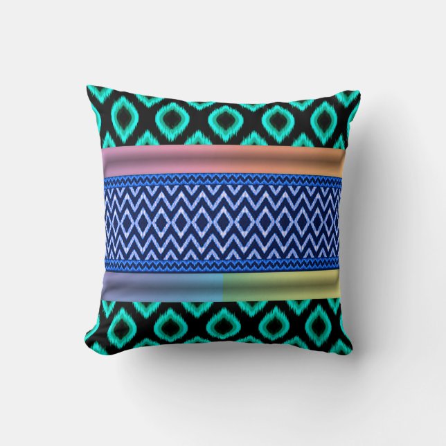 Boho Afro Ethnic  Throw Pillow (Front)