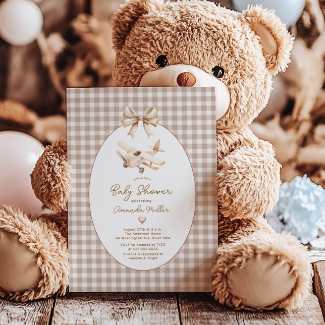 Boho Airplane Baby Shower Invitation (Creator Uploaded)