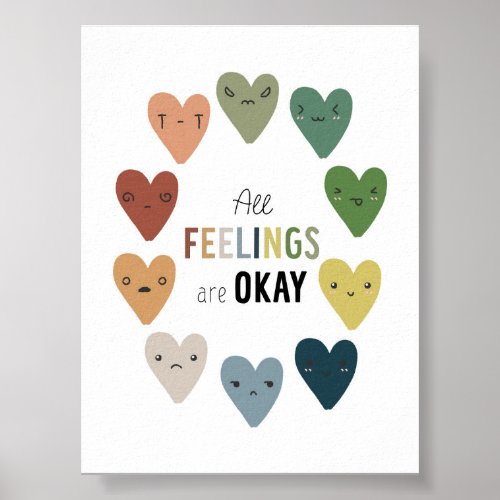Boho All feelings are OK poster