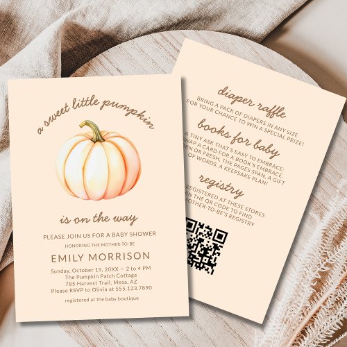 Fall Little Pumpkin Orange baby shower invitation