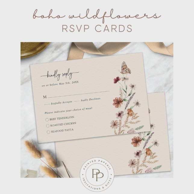Boho All In One Wedding Invitation | Zazzle