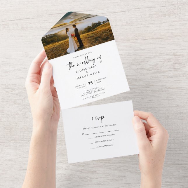 Boho All in One Wedding Invite (Tearaway)