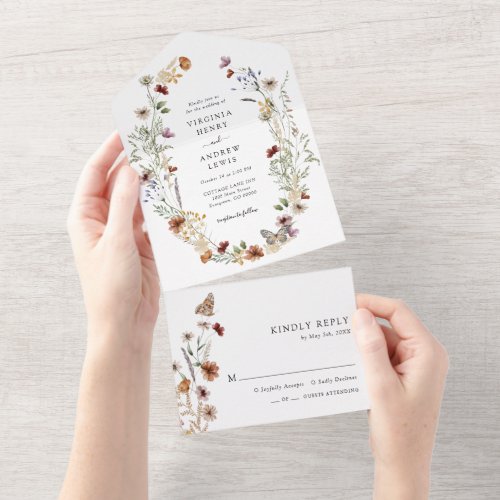 Boho All in One Wedding Invite