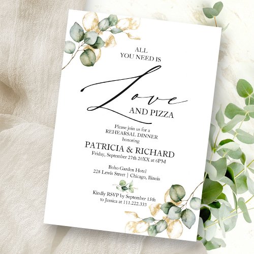 Boho All You Need Is Love Rehearsal Dinner Invitation