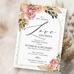 Boho All You Need Is Love Rehearsal Dinner Invitation