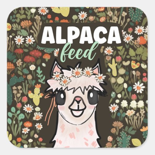 Boho Alpaca Food Fiesta Second Birthday  Square Sticker