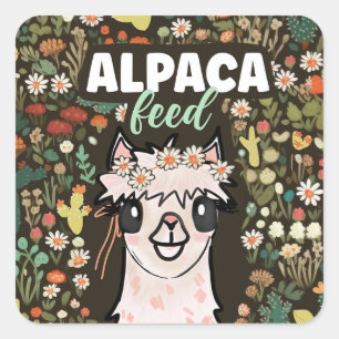 Boho Alpaca Food Fiesta Second Birthday Square Sticker