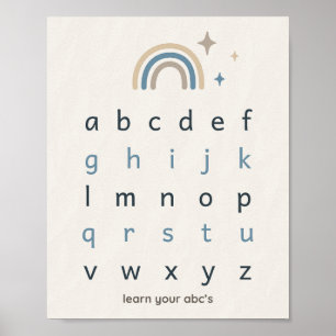 Boho Alphabet Print Nursery Neutral ABC Poster 