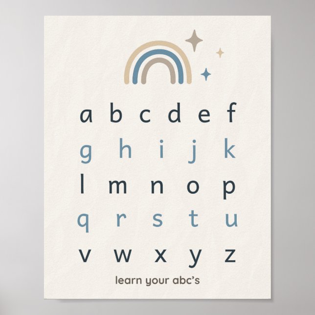 Boho Alphabet Print Nursery Neutral ABC Poster  (Front)