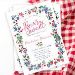 Boho Americana Berry Sweet Summer 70th Birthday Invitation<br><div class="desc">Just in time for Summer 2024, our brand new Summer Berry Bliss collection. Red, white and blue Americana meets Boho Chic. Strawberries, raspberries and blueberries on a white background create a patriotic vibe in this berry botanical frame. Berry Sweet is written in a playful and casual red script that matches...</div>