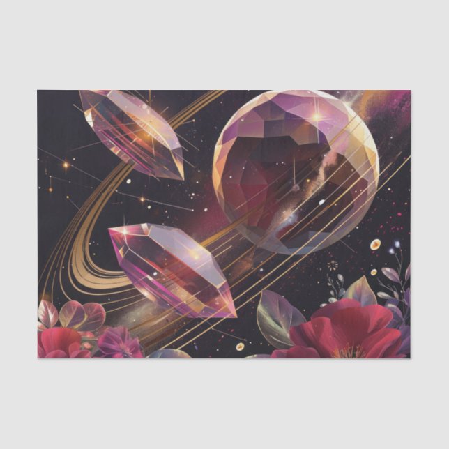 Boho Amethyst Celestial Mystical Pattern Tissue Paper (Front)