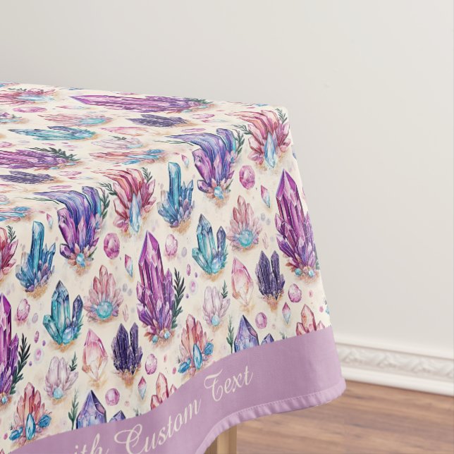 Boho Amethyst Gemstone Crystal Zen Personalize Tablecloth (In Situ)
