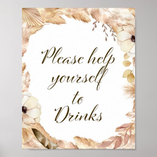 Boho and Feather Party Sign Bridal Baby Wedding Poster