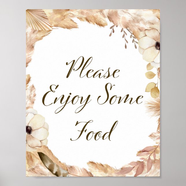 Boho and Feather Party Sign, Bridal, Baby, Wedding Poster (Front)
