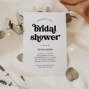 Boho and Retro Black and White   Bridal Shower Invitation
