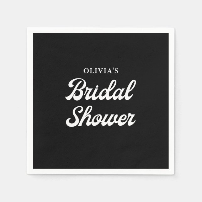 Boho and Retro Black | Bridal Shower  Napkins (Front)