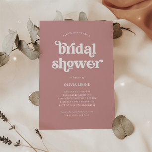 Boho and Retro Dusty Rose Bridal Shower Invitation
