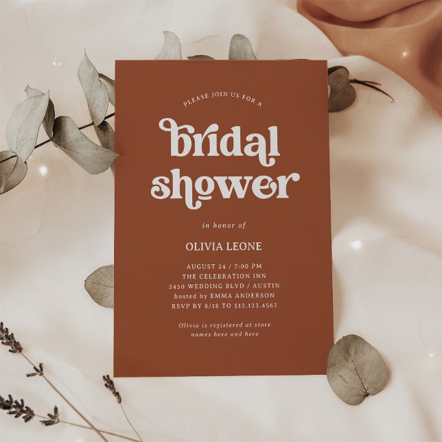 Boho and Retro Terracotta | Bridal Shower Invitation (Creator Uploaded)
