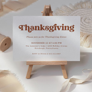 Boho and Retro Thanksgiving Dinner Invitation