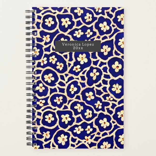 Boho Anemone Blue Planner (Front)