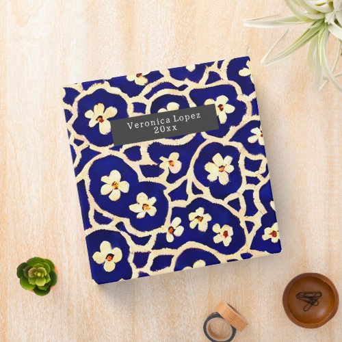 Boho Anemone Blue Planner 3 Ring Binder