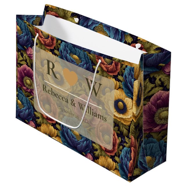 Boho Anemones Aesthetic Beach Wedding Large Gift Bag (Front Angled)