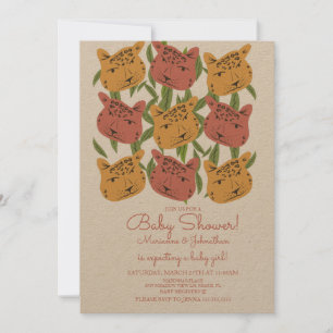 Boho Animal Cat Cheetah Safari Baby Shower Invitation