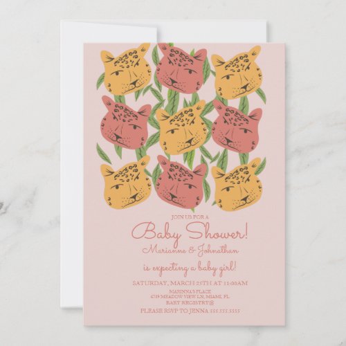 Boho Animal Cat Cheetah Safari Baby Shower Invitation