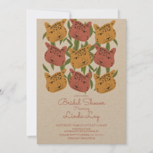 Boho Animal Cat Cheetah Safari Bridal Shower Invit Invitation