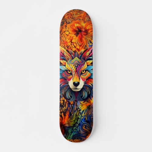 Boho Animal Head  Abstract Art Skateboard Deck