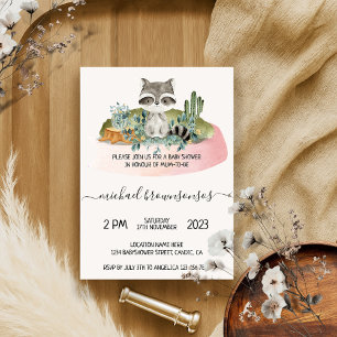 Boho Animal Raccoon Tropical Baby Shower Invitation