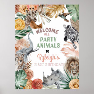 Boho Animal Safari Birthday Welcome Sign