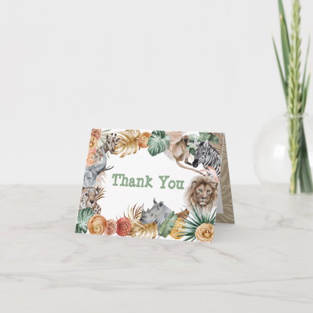 Boho Animal Safari Thank You Card (Front)