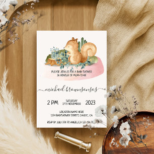 Boho Animal Squirrel Tropical Baby Shower Invitation