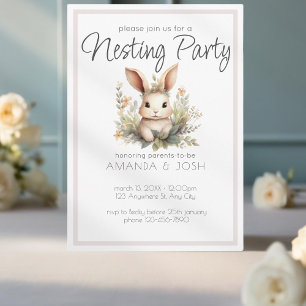 Boho animals cute rabbit botanical Nesting Party Invitation