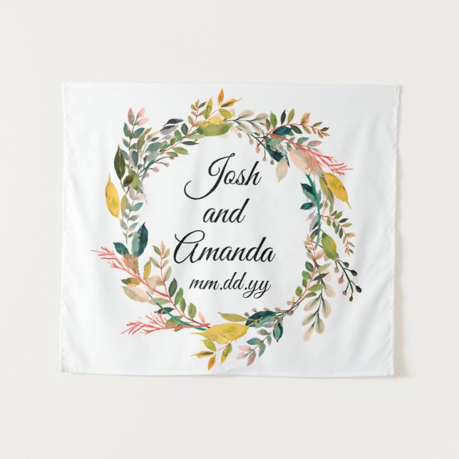 Boho Anniversary Photo Booth Backdrop Botanical (Front (Horizontal))