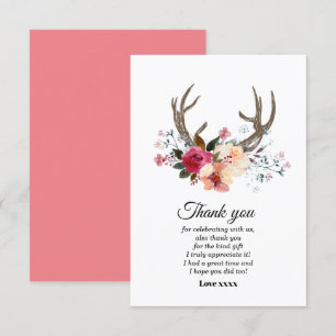 boho antler flower girl thank you card