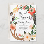 Boho antler succulents Bridal Shower Invitation (Front/Back)
