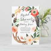 Boho antler succulents Bridal Shower Invitation (Standing Front)