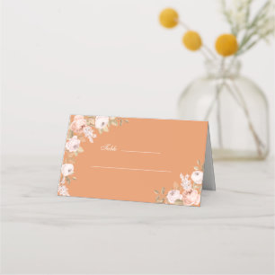 Boho Apricot Peonies Wedding Place Card