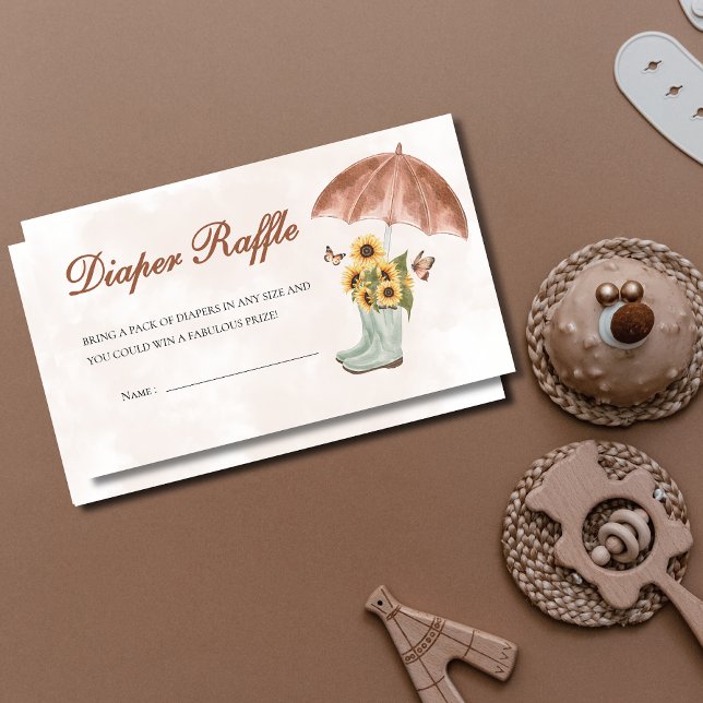 Boho April Showers Bring May Flowers Diaper Raffle Enclosure Card (Creator Uploaded)