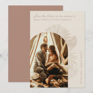 Boho Arch and Palm Terracotta Save the Date  Invitation