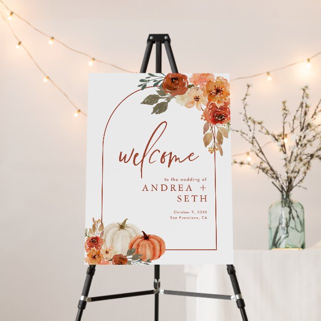 Boho Arch Autumn Pumpkins Terracotta Wedding Foam Board (In Situ (Stand))