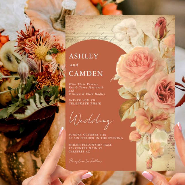 Boho Arch Autumn Terracotta Wedding Invitation (Creator Uploaded)
