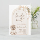 Boho Arch Bear Baby Shower Invitation (Standing Front)