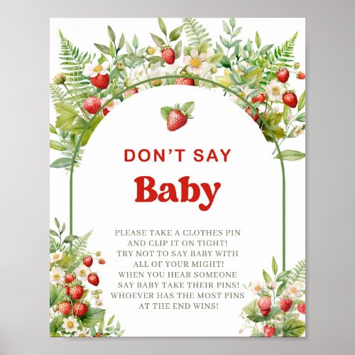 Boho Arch Berry Sweet dont say baby game sign